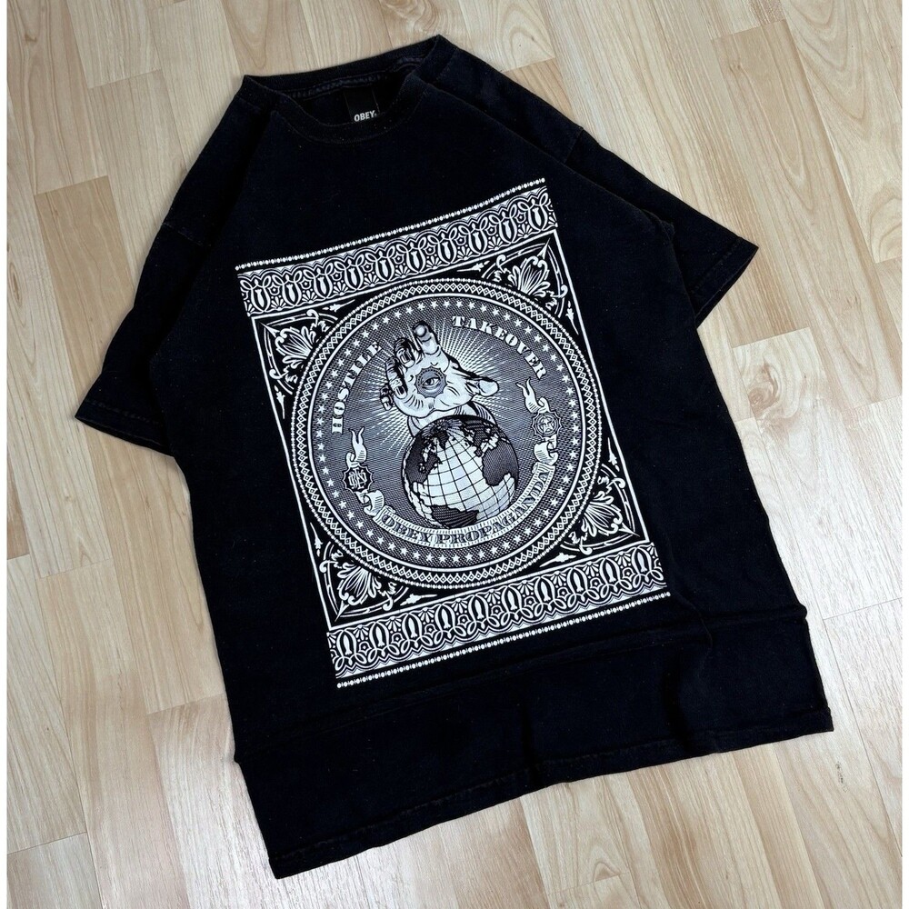 Men’s Y2K Obey Graphic T-Shirt / Black / Size Small